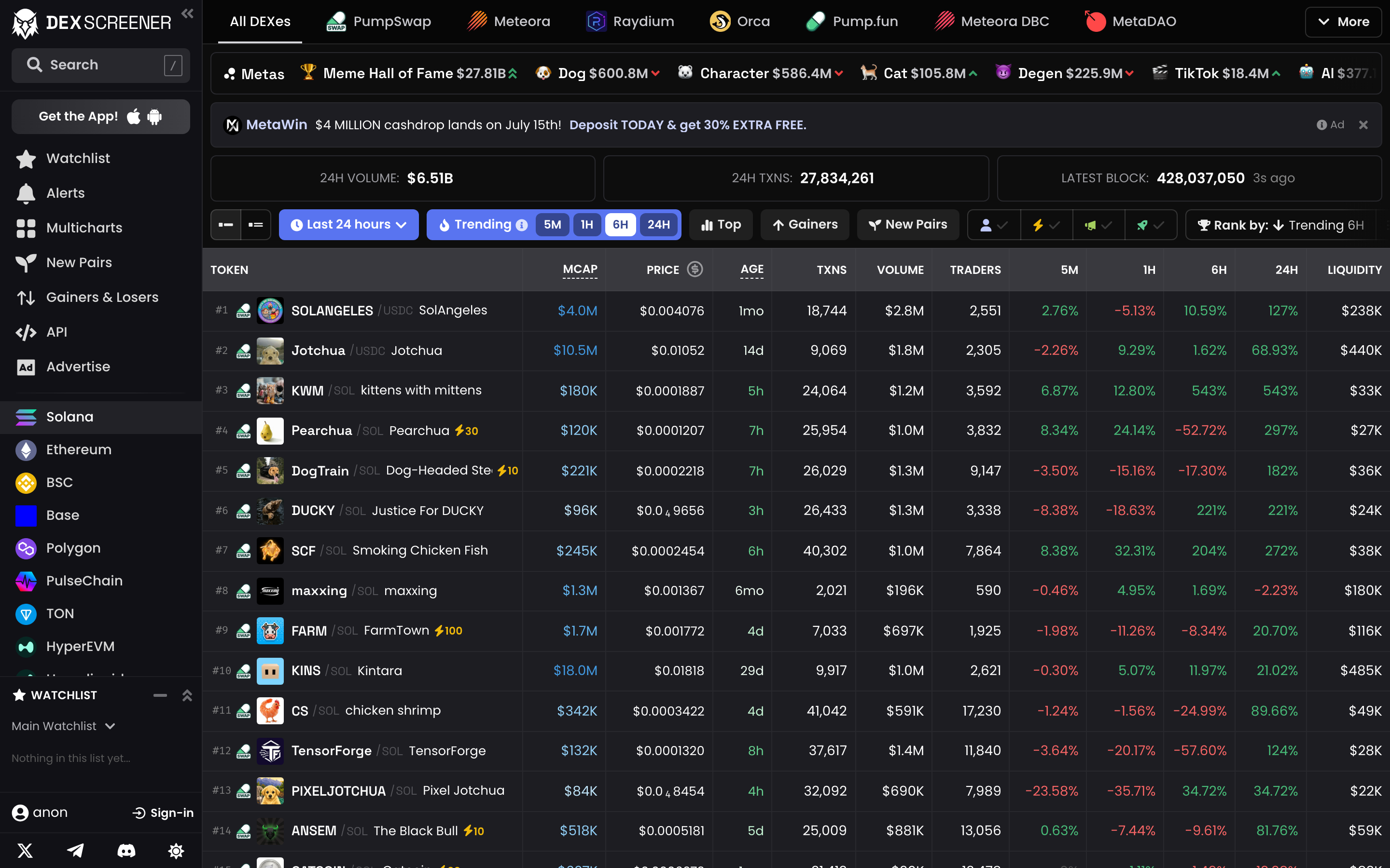 DEX Screener home